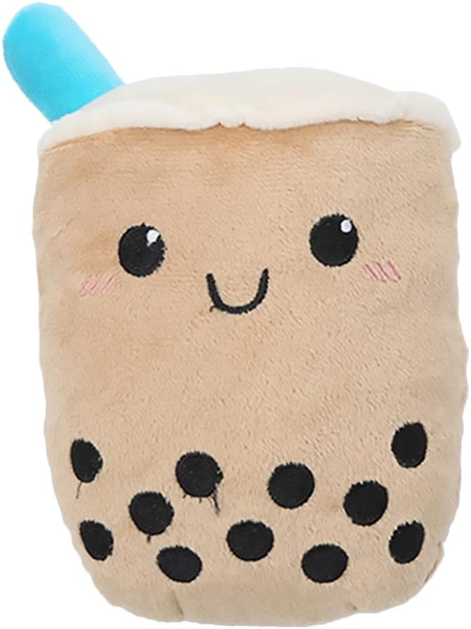 ULTECHNOVO Boba Milk Tea Dog Toy with Squeakers Stuffed Boba Bubble Tea Plush Squeaky Soft Fluffy Plush Boba Dog Toy for Pet Dog Cat