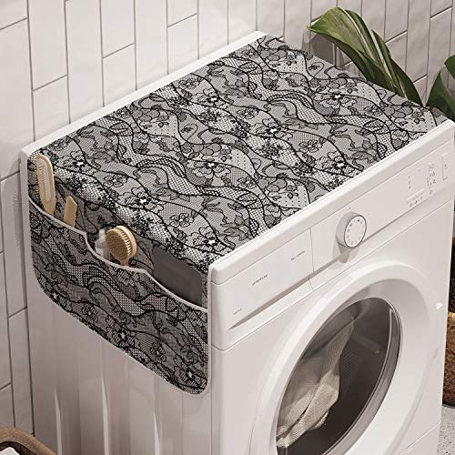 Ambesonne Floral Washing Machine Organizer, Lace Gothic Pattern with Flower
