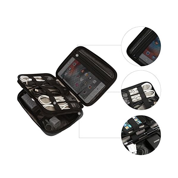 bagsmart Elektronik Tasche, Doppelte Schichte Elektronische Tasche Reise für iPad Mini, Kabel, Ladegerät,Adapter… – Bild 5