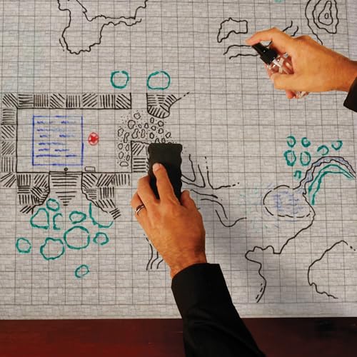 ENHANCE RPG-Raster-Spielmatte - Tabletop DND Karte (60.96 x 91.44 cm) Rollenspiel Dry-Erase Matte, komplettes Spielset für Meister, abwischbare Battle-Grid-Matte mit Tasche & Marker-Set (Speichern)