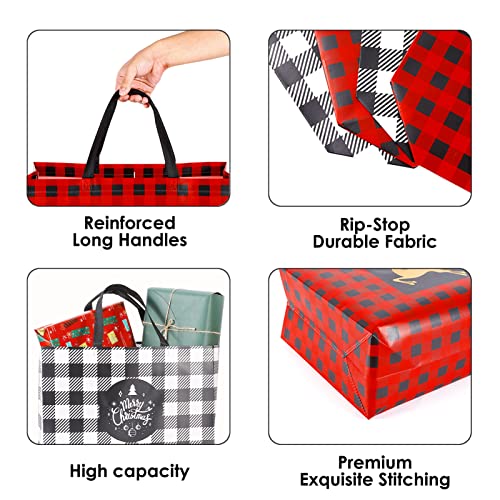 YANGTE 8 Pack Extra Large Christmas Gift Bags, Reusable Tote Bags with Handle Non-Woven Christmas Grocery Shopping Totes for Holiday Xmas, 16.9 * 12.6 * 6.8" - image 9
