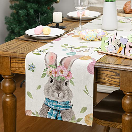 Siilues Easter Table Runner, Easter Bunny Decorations Colorful Easter Runner For Table Seasonal Spring Holiday Decor For Indoor Outdoor Dining Table Decorations (13'' X 90'') #TOP4