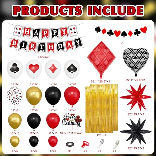 Image of Ouddy Life 103Pcs Casino Night Vegas Themed Birthday Party Decorations