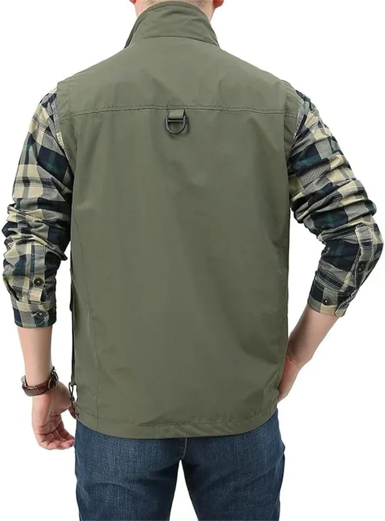 Men's Fishing Vest Spring Outdoor Travel Photo Waistcoat Multi Pocket Work Sleeveless Jacket