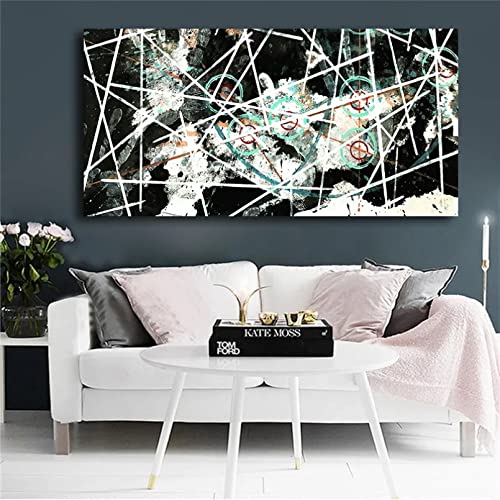 Art Image Murale pour Salon Geometrie Noir et Blanc Modern