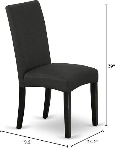 Miniatura 3 de East West Furniture DRP1T24 Driscol Parson - Sillas de comedor acolchadas de tela de lino de color negro, juego de 2, color negro