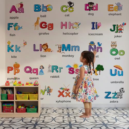Image of StickMe Alphabets Wall Sticker for Kids Learning | Educational Nursery, Preschool & Kindergarten Baby Room Decor | (Premium Extra Large - 210 x 170 cm)