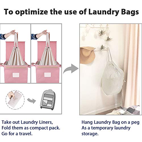 Mcleanpin Pink Laundry Hamper With Lid And 2 Removable Bags, 71L Collapsible Dirty Clothes Hamper With Handles, Foldable Baby Nursery Hamper Dorm Room Storage Girls College Hamper(Rose Pink) #TOP3