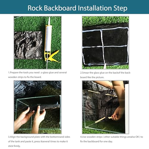 Image of 4pcs Rock Terrarium Background,3D Reptile Tank Background Board,Amphibian Stereo Backdrop Wall,Lizard Snake Gecko Spider Chameleon Turtle Fish pet silo Background Decorative Panel