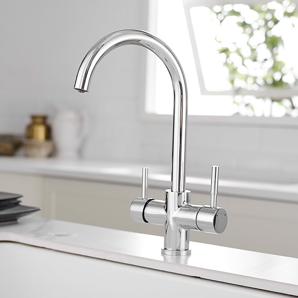 Robinet de cuisine 3 voies en laiton mitigeur premium au fini chrome