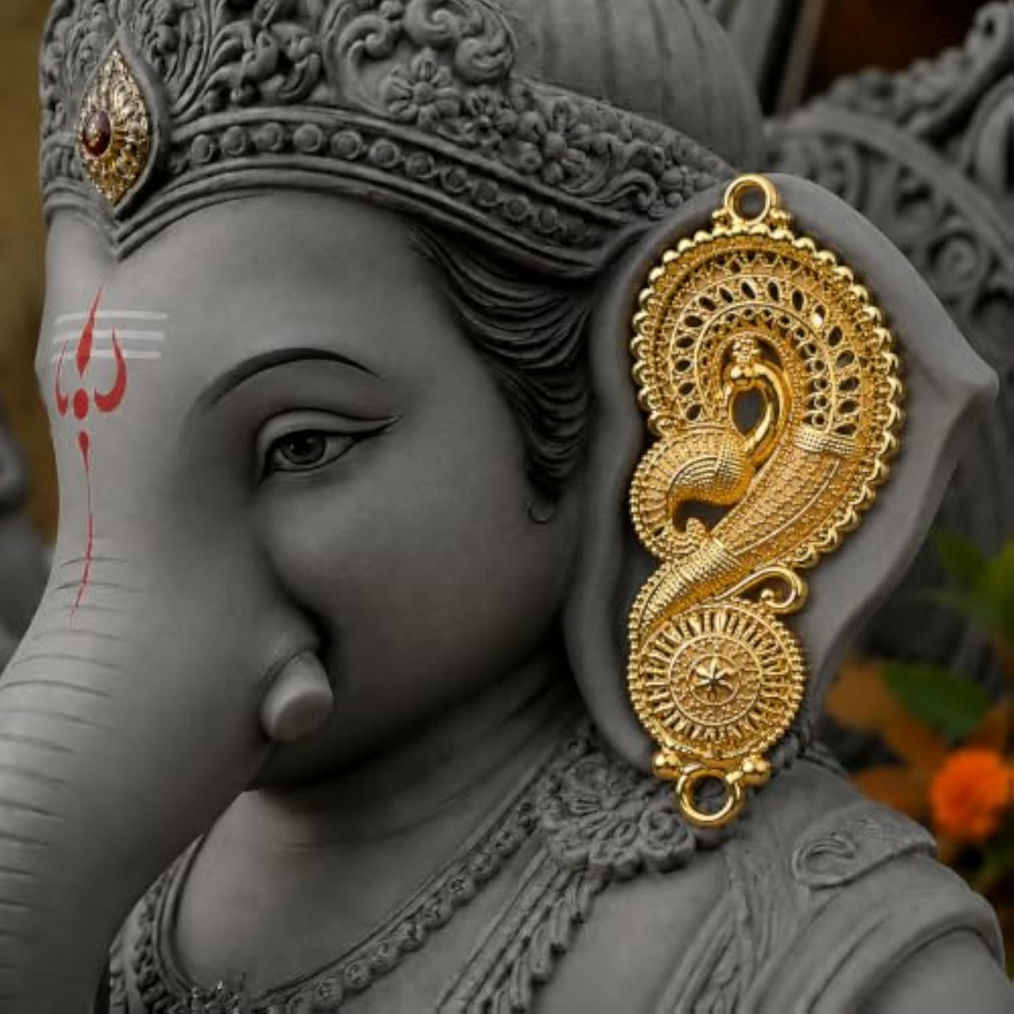 Elegant Temple Style Decorative Ear Ornament for Ganesh Decoration