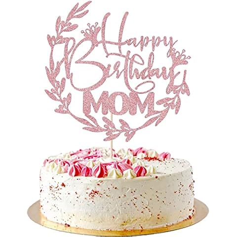 AROKIPPRY Happy Birthday Mom Cake Topper - Mother's Birthday Cake Decor Birthday Party Decor for Mom - Mother's Day Party Cake Topper (Rose gold) Cover