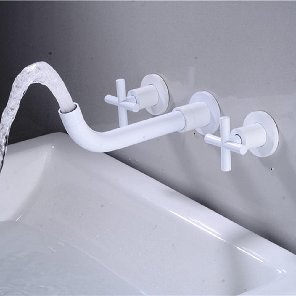 Miscelatore per Lavabo a Muro Rubinetteria a Parete Doppia Rubinetto Bagno Lavabo Rotazione Rubinetteria Bagno-Antico