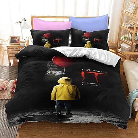 PTNQAZ 3D Horror Clown Duvet Cover Set Cover