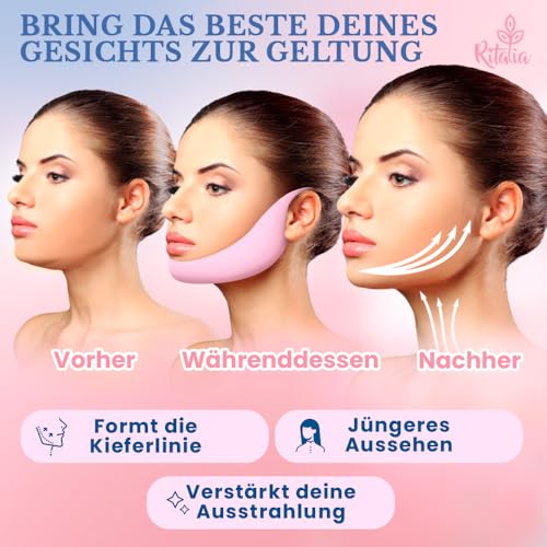 Ritalia 5er Set Kinnmaske zur Reduzierung des Doppelkinns mit Kollagen und Hyaluronsäure