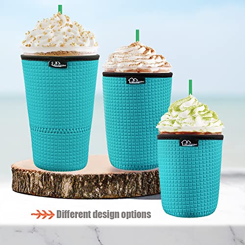 Image of WK IEASON Reusable Iced Coffee Insulator Sleeve for Cold Beverages Universal Ice Coffee Sleeve Neoprene Cold Coffee Cup Sleeves Cooler Cover 16-32OZ for Coffee Cups, McDonalds, Dunkin Donuts, More