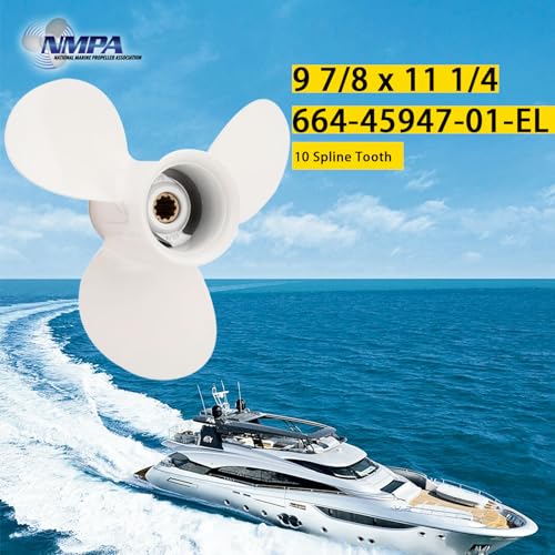 Image of VIF Jason Marine 9 7 /8 x 11 1 /4-F OEM Aluminum Boat Propeller fit Yamaha Outboard Motos F25 /20HP /25hp /30hp,Ref No. 664-45947-01-EL, 10 Spline Tooth, Rh