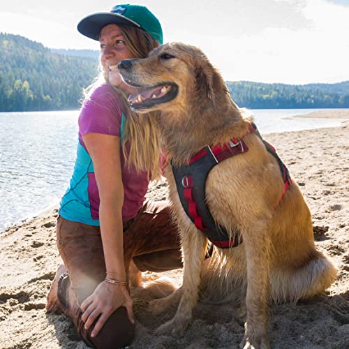 Kurgo Journey Air Hundegeschirr - Sichere Passform für Aktive Hunde - Gepolstertes Bruststück - Leichtes Ripstop-Gewebe - Atmungsaktives Netzmaterial - Reflektierender Rand - Rot - M