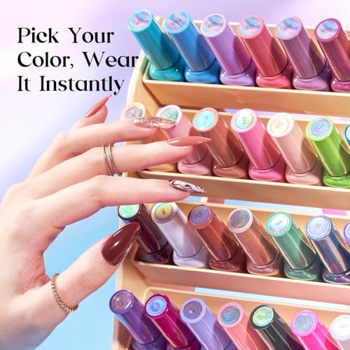 Image of beetles Gel Polish Shifting Lights - Gel Nail Polish Set Brown Burgundy Red Black White Green Purple Glitter 36 Colors with Base Coat Glossy Matte Glitter Top Coat UV LED Soak Off Gift for Women