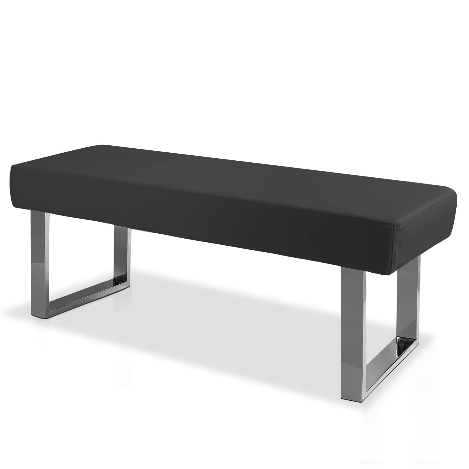 Banc de Salle à Manger Moderne avec Rembourrage, Banc de Chambre pour Coin intérieur avec Pieds en métal, Banc en Cuir synthétique pour entrée, Cuisine, Salon