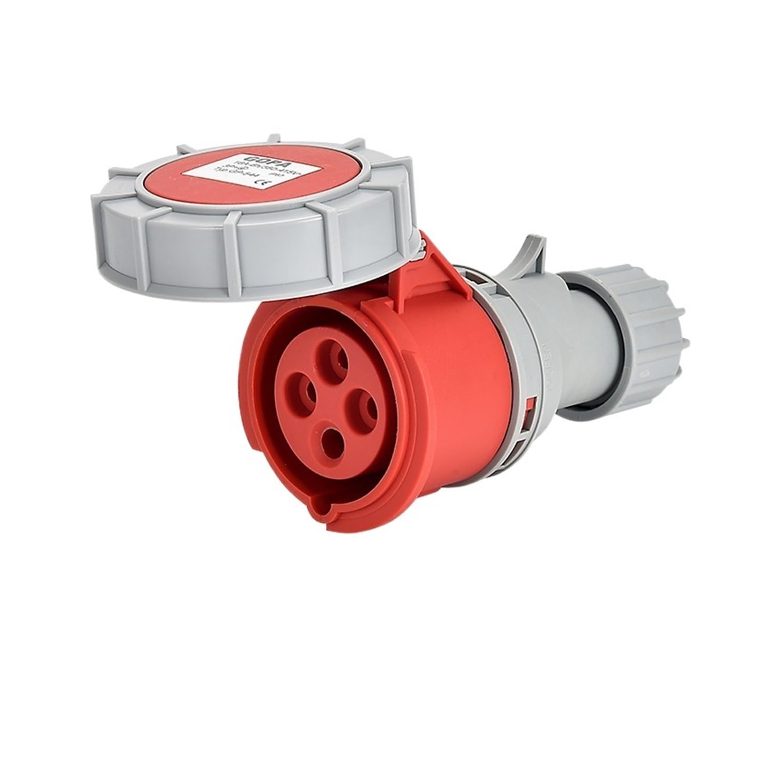 Conector 4P32A industrial IP67 estanco de 32 amperios y 4 pines de superficie