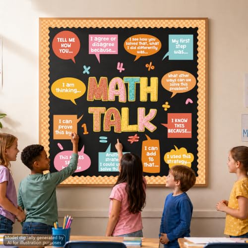 45 Pcs Math Talk Bulletin Board Set Math Classroom Decorations Educational Mathematics Paper Cutouts for Elementary Middle High School Chalkboard Wall Decor Back to School Teacher Supplies(Groovy) - Image 7