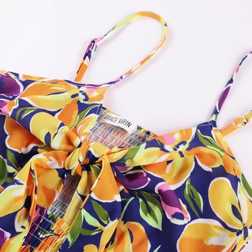 GRACE KARIN Womens Summer Floral Maxi Dresses 2026 Long Flowy Boho Dress Beach Vacation Sundresses Casual Clothes with Pocket Yellow Purple Flower 2XL — view 6