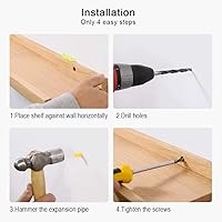 Vista 8 de Estantes flotantes de roble – Repisa de madera natural montada en la pared – Repisa de fotos – Estante de almacenamiento de pared para oficina