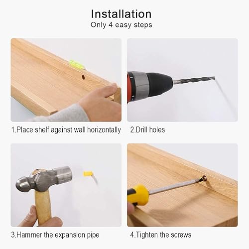 Miniatura 8 de Estantes flotantes de roble de madera natural para montaje en la pared, estante de pared para el hogar, oficina, sala de estar, dormitorio, estante