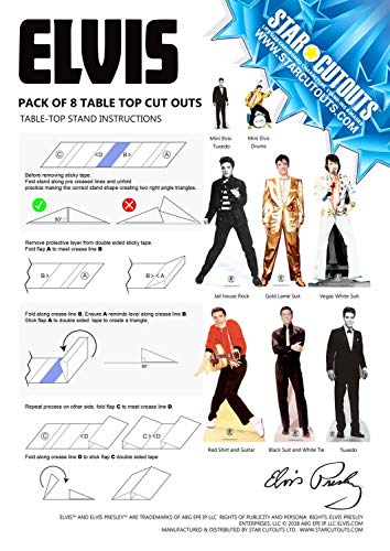 STAR CUTOUTS Fun Pack Ltd TT06 Presley Small Cardboard Cutouts Elvis Party Decorations for Fans, Crafting and Collectors Official Product, Table Tops