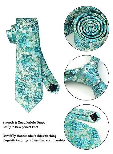 Image of Paisley Floral Mens Tie Formal Necktie Pocket Squares Ties Clips Cufflinks Classic for Men Set