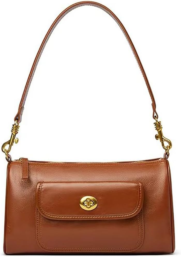 Women's Stylish Genuine Leather Shoulder Bag Lady Vintage Classic Design Handbag Purse Crossbody Bags with Two Strap | Small, Soft, Genuine Leather, Fashion, for Lady