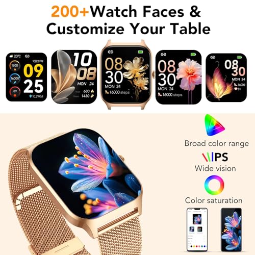 Image of Smart Watch for Women with Bluetooth Calling, Fashion Fitness Tracker, 1.85 inch HD Touch Screen, AI Voice Assistant, Heart Rate Sleep Monitor, 120+ Sports Modes, Compatible with Android iPhone, 2 Bands