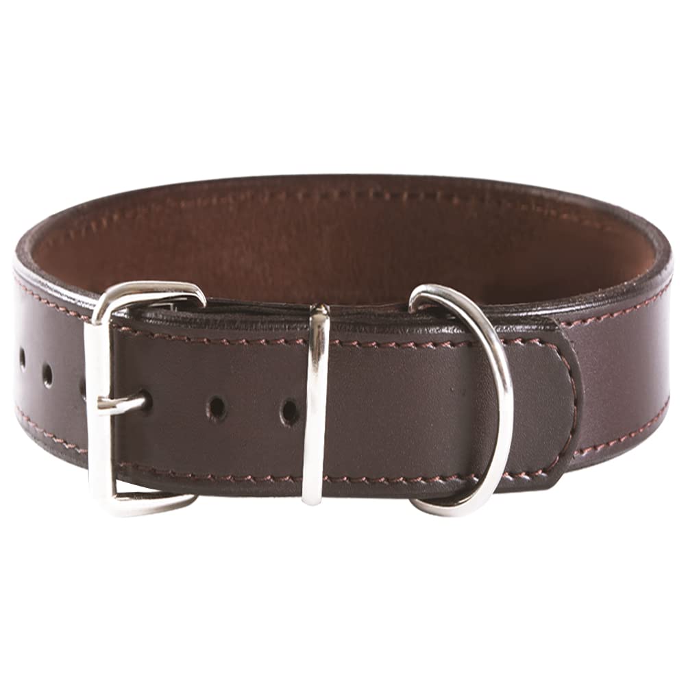 Collares para Perros de Piel Auténtica Premium, Extra Enchos, Gruesos, Grandes, Ajustables, Resistentes, para Perros de Razas Pequeñas, Medianas, Grandes y Extra Grandes (Marrón) (M)