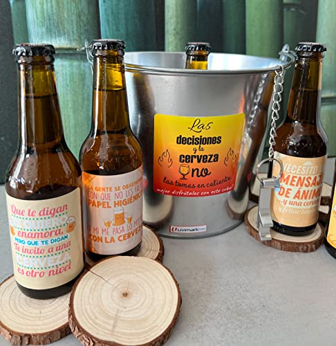 Uvimark - Set de 6 Cervezas Personalizadas con Cubo Enfriador y A...
