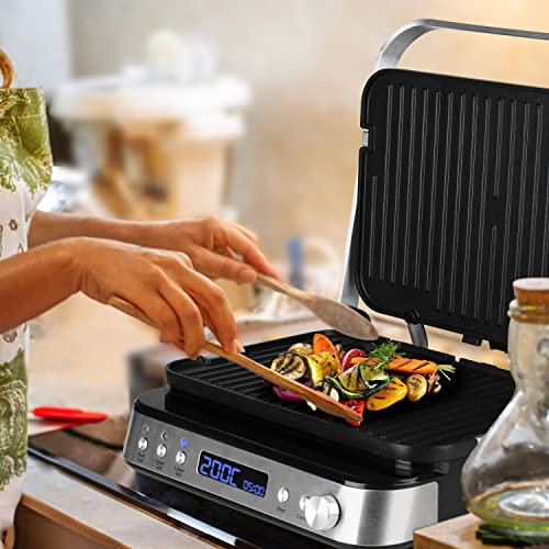 Artestia 6 In 1 Indoor Grill, Panini Press Sandwich Maker With Independant Temperature Control Electric Grill Indoor Smokeless Panini Grill, Dishwasher Safe Reversible Plates, 1600W, Pfas-Free #TOP6