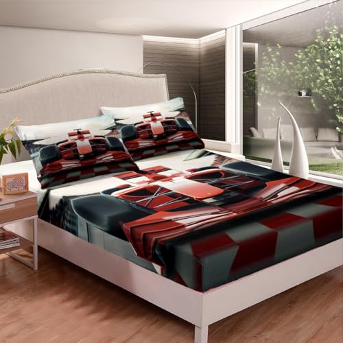 Drap-housse voiture de course lit double avec poches profondes