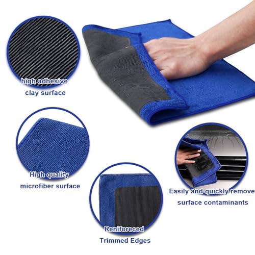 Image of Clay Towel 2 Pack Auto Detailing - Fine Grade Microfiber Car Chamois Towel - DIY Detail Clay Bar Alternative