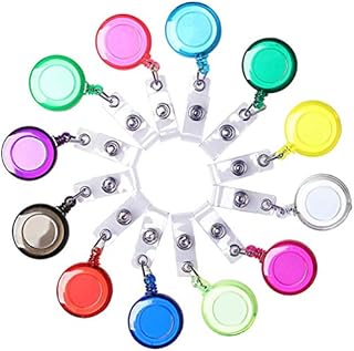 Simin 12 Pack Retractable Id Badge Holder, Retractable Badge Reels for Each Card(Colorful)