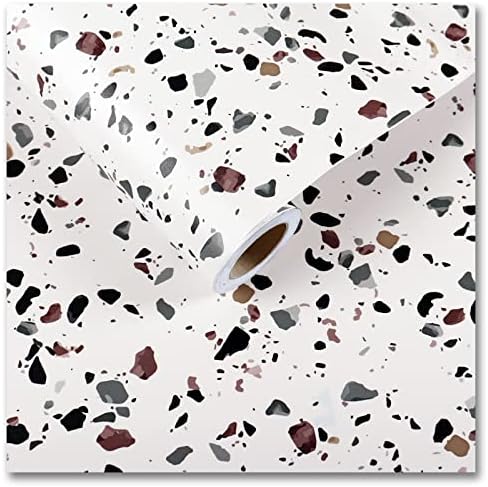 CRE8TIVE 24"x118" Terrazzo Contact Paper for Countertops Waterproof Peel and Stick Wide Marble Wallpaper Ro…