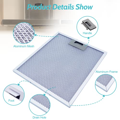 W10169961A Range Hood Filter Replacement,Fits Whirlpool, Ikea, Kitchen Aid, Jenn Air, 3-Layer Aluminum Mesh Hood Vent Filter Replace W10870878,W10875058,W10833076, W10169961,8190858,W11245983(2Pack) #TOP2