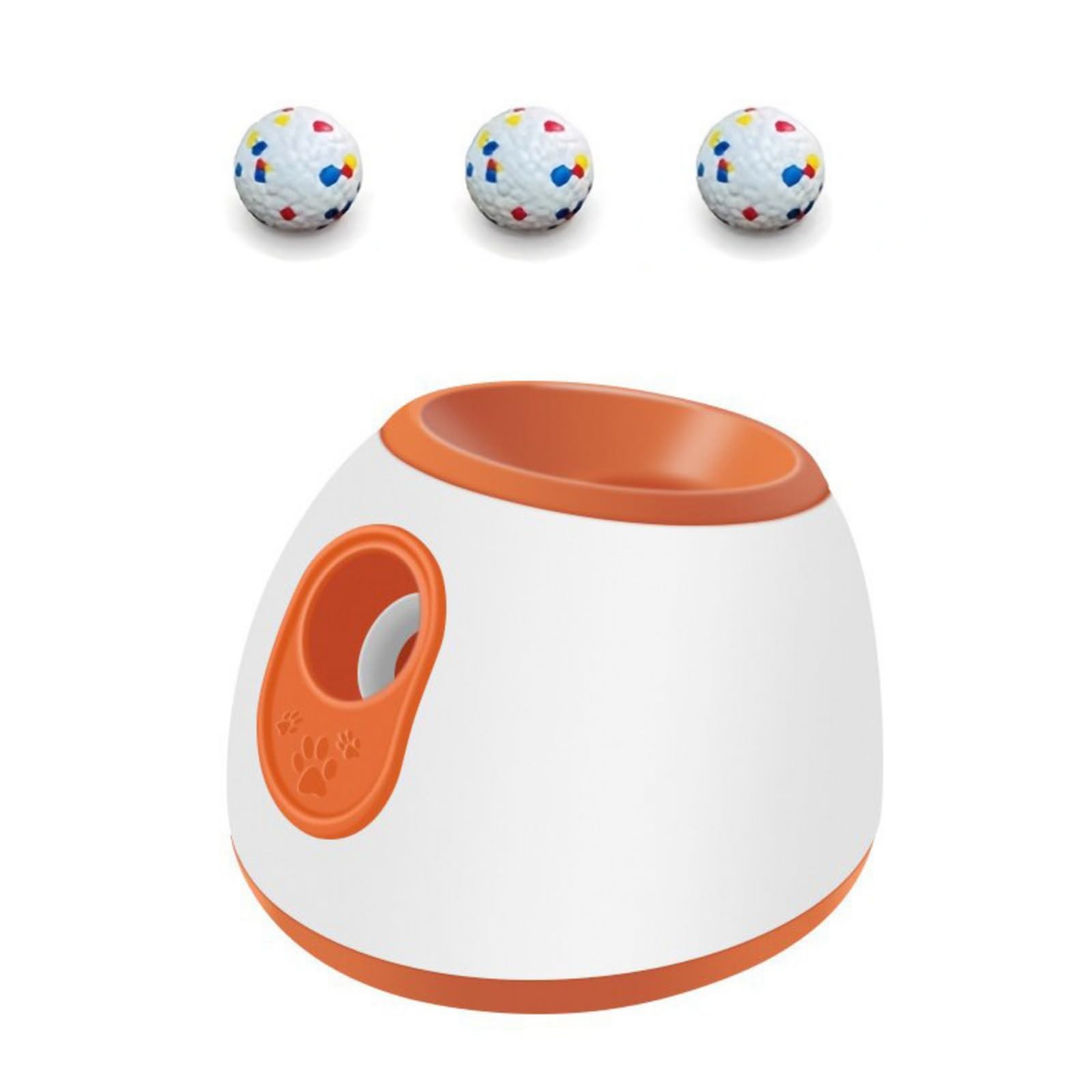 Automatischer Ballwerfer Hund Spielzeug Ballmaschine Ballwurfgerät Hundeapparate aus Kunstoff mit Adapter Und 3 Schaumstoffbällen für Training Apportierspiele Garten Wohnung , Orange , style to 3
