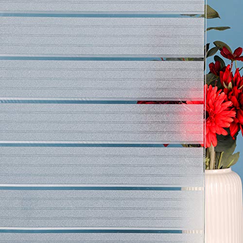 Privacy Window Film Frosted Window Cling Wide Strips Covering Non Adhesive Removable Window Sticker Glass Door Film Uv Blocking For Home Office Living Room,17.5 X 78.7 Inches #TOP26