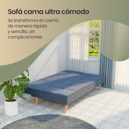 Sofá cama clic clac de 3 plazas gris modelo Elvira de apertura tipo libro 5
