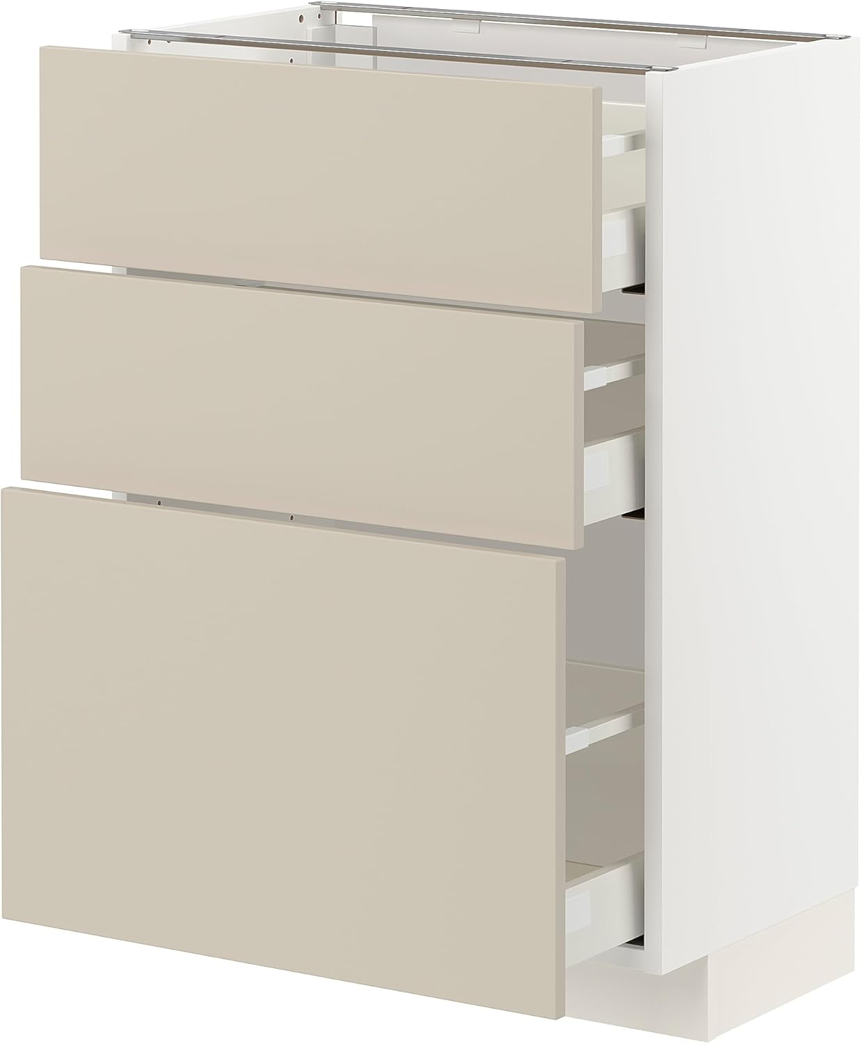 METOD/MAXIMERA Base cabinet with 3 drawers, white/Havstorp beige, 60x37 cm