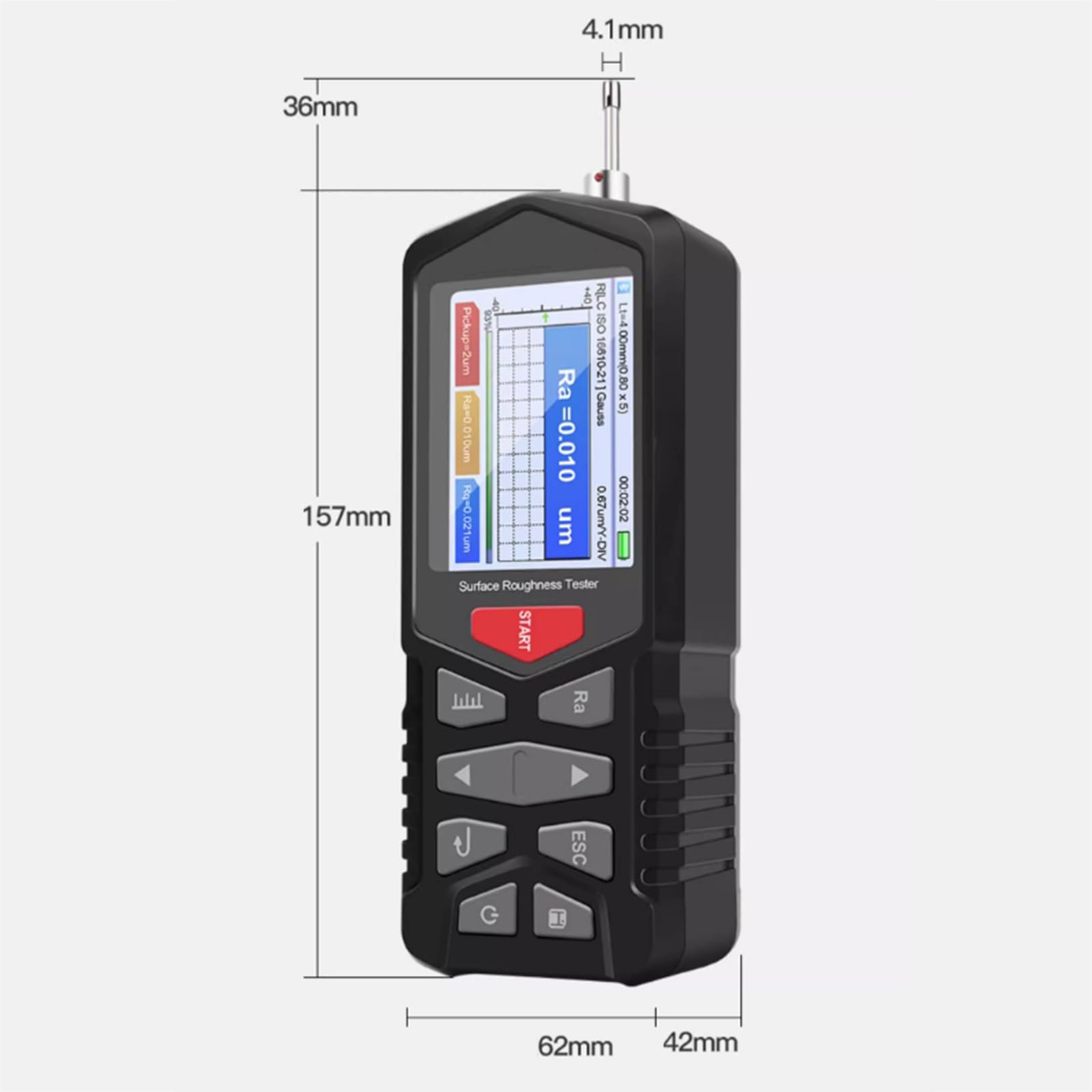 Rugosímetro Digital Portátil con Reloj En Tiempo Real, Pantalla LCD, Medición De 12 Parámetros, Precisión De 0,001 Μm, Capacidad De Almacenamiento De 100 Conju