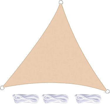 Triangle Sun Shade Sail, Waterproof UV Protection Shade Canopy for Outdoor Garden Patio PoolBeige,2x2x2m
