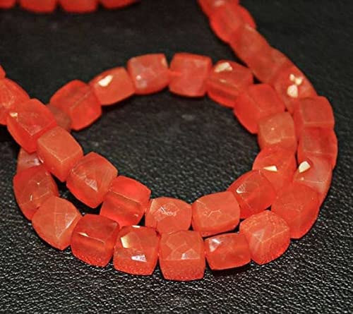 Cornaline orange perles cubes facettées de 7-8mm pour création