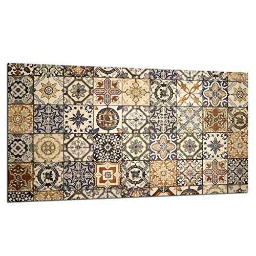 TMK ArtDeko Herdabdeckplatte 1 Teilig 90x52 cm - Spritzschutz Herdabdeckung – Herdschutz aus Sicherheitsglas – Robust, Hygienisch & Rutschfest– Schutz für Induktion, Ceran, Gas & Elektro