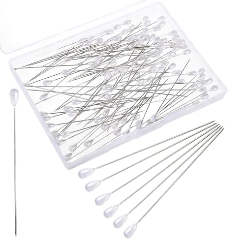 Lot de 100 épingles à tête perlée en forme de goutte de 75 mm - Idéales pour la couture de bouquets, travaux de tissus, vêtements, mariages, bijoux et décorations florales.